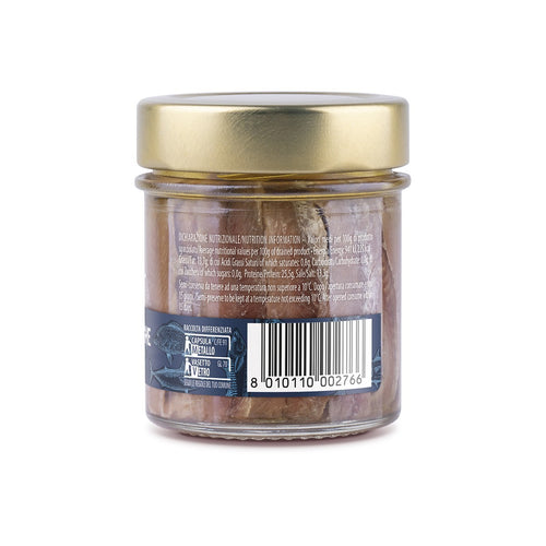 Filetti di Acciughe Campisi all'Olio di Oliva 100g - retro con valori nutrizionali