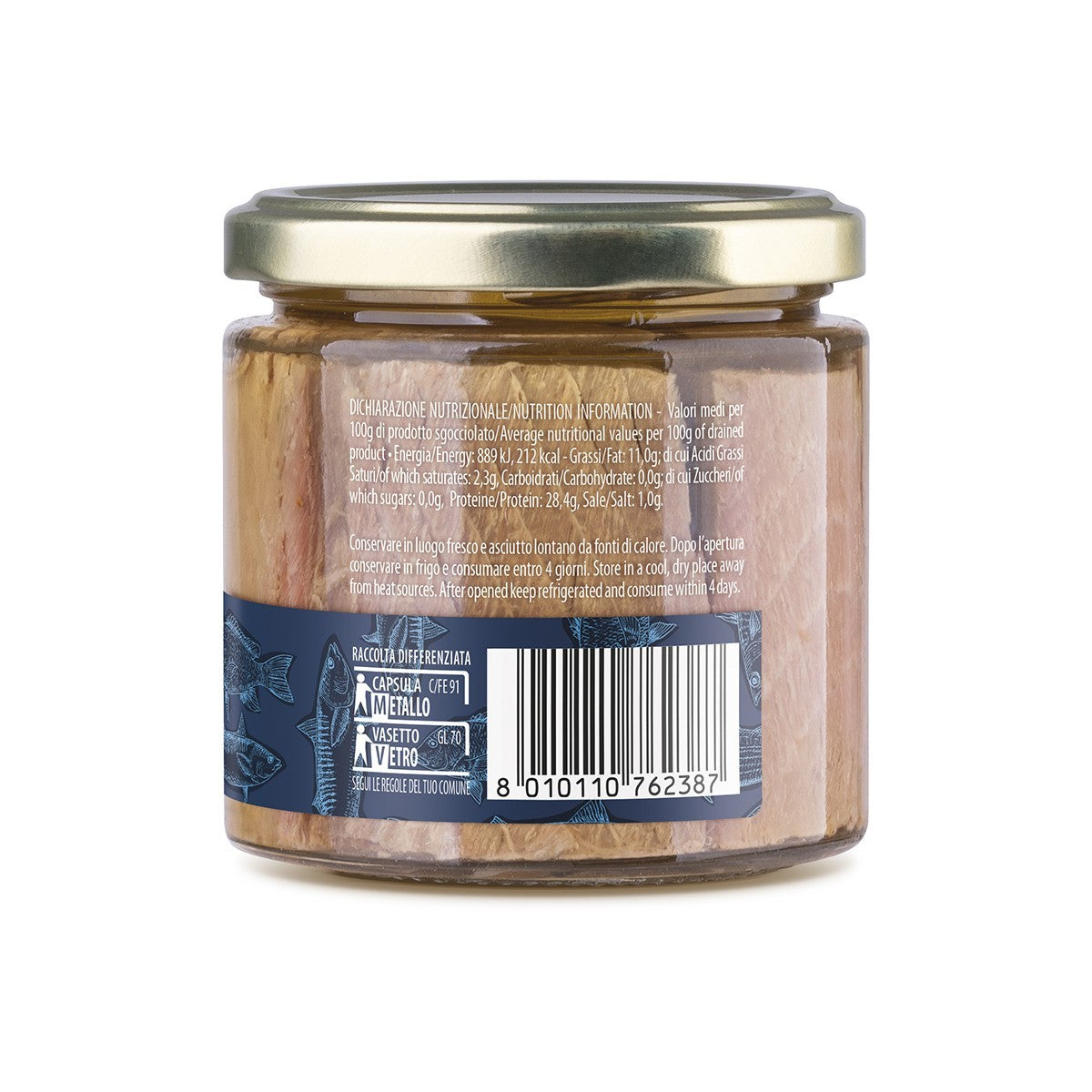 Tonno del Mediterraneo all'Olio di Oliva Campisi - retro con valori nutrizionali
